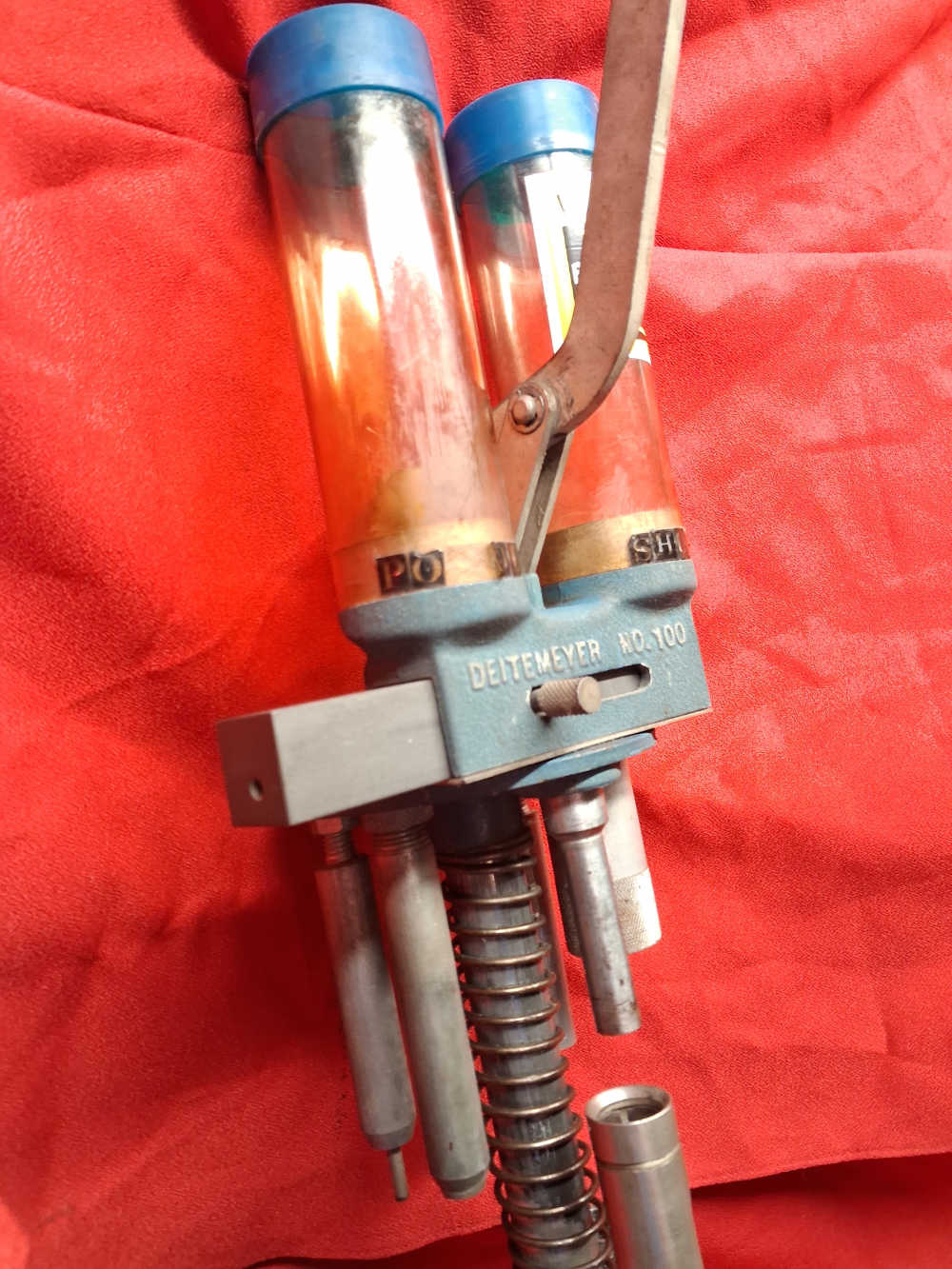Vintage Pacific Deitemeyer No 100 12 Gauge Reloading Press With Dies Tubes-img-4