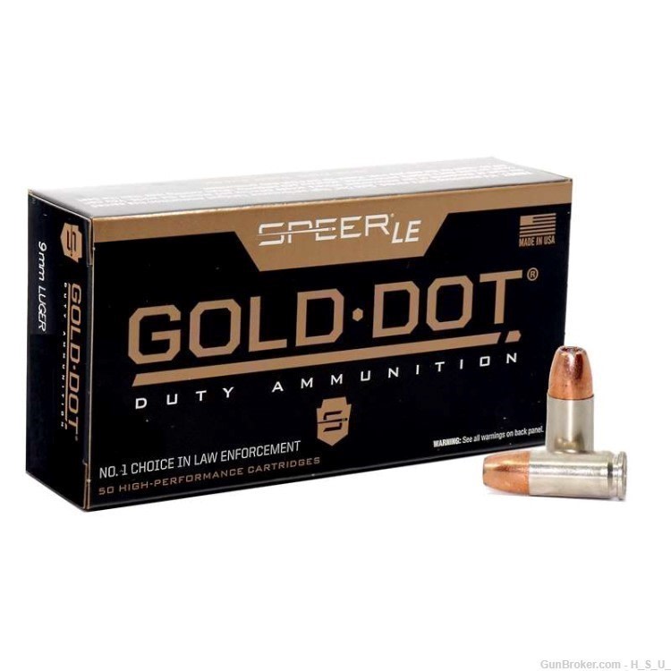 50 RDS Speer Gold Dot LE Duty 9mm Luger Ammo 124 Grain +P JHP 9-img-0