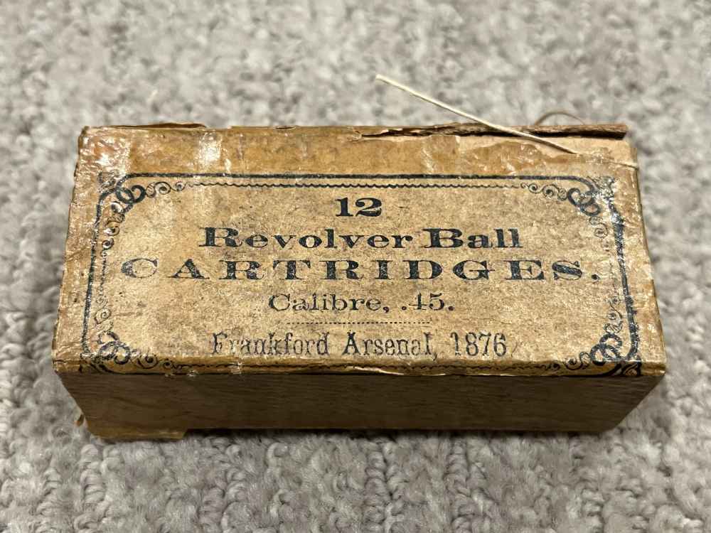 1876 Date RARE BOX Frankford Arsenal 45 REVOLVER CUSTER, Little Bighorn-img-0
