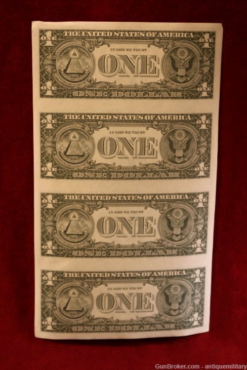 Sheet of 4 US $1 Bills - 1985 - Perfect Condition-img-1
