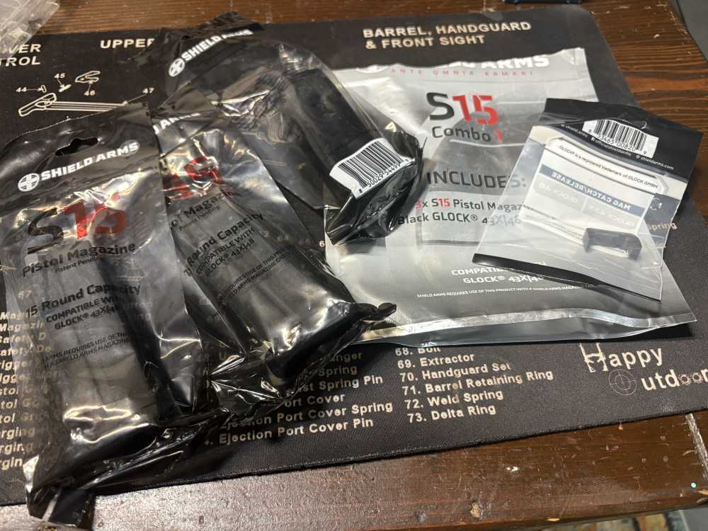 New Shield Arms Glock 43X/48 S15 3pc 15rd Magazines w/Mag Catch Kit -img-0