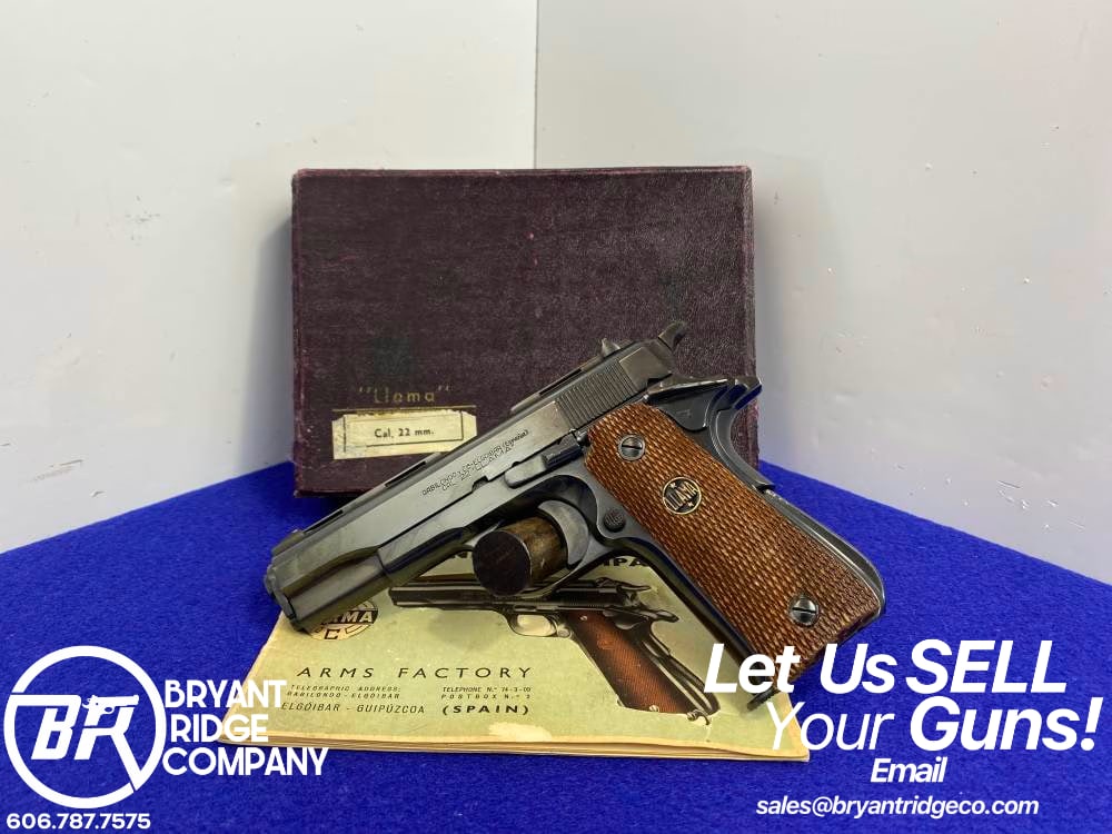 1964 Llama Model XV .22 LR Blue 3.68" *EARLY PURPLE FACTORY BOX & MANUAL*-img-0