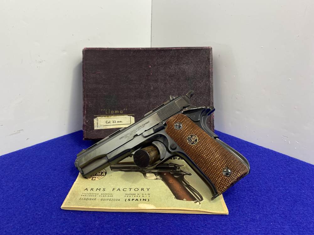 1964 Llama Model XV .22 LR Blue 3.68" *EARLY PURPLE FACTORY BOX & MANUAL*-img-2