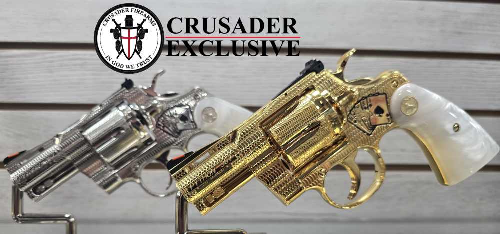 One-of-a-Kind Custom Snake Eyes Colt Python Revolver Set Gold & Nickel-img-9