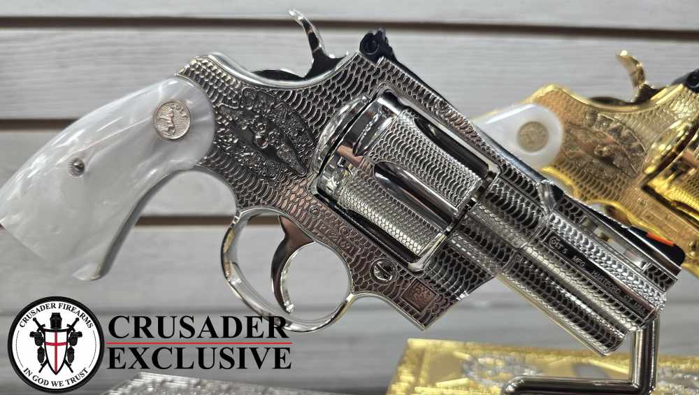 One-of-a-Kind Custom Snake Eyes Colt Python Revolver Set Gold & Nickel-img-5