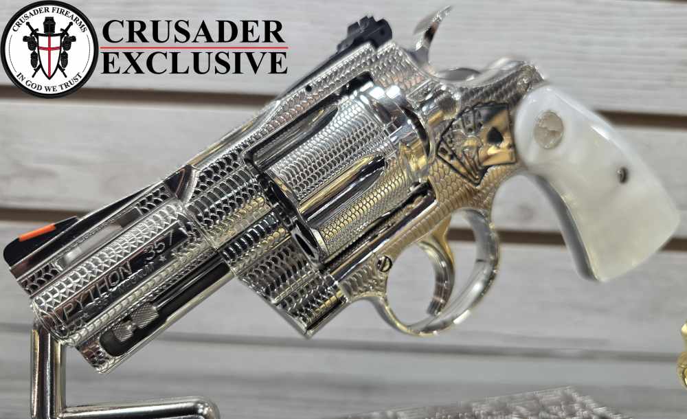 One-of-a-Kind Custom Snake Eyes Colt Python Revolver Set Gold & Nickel-img-3