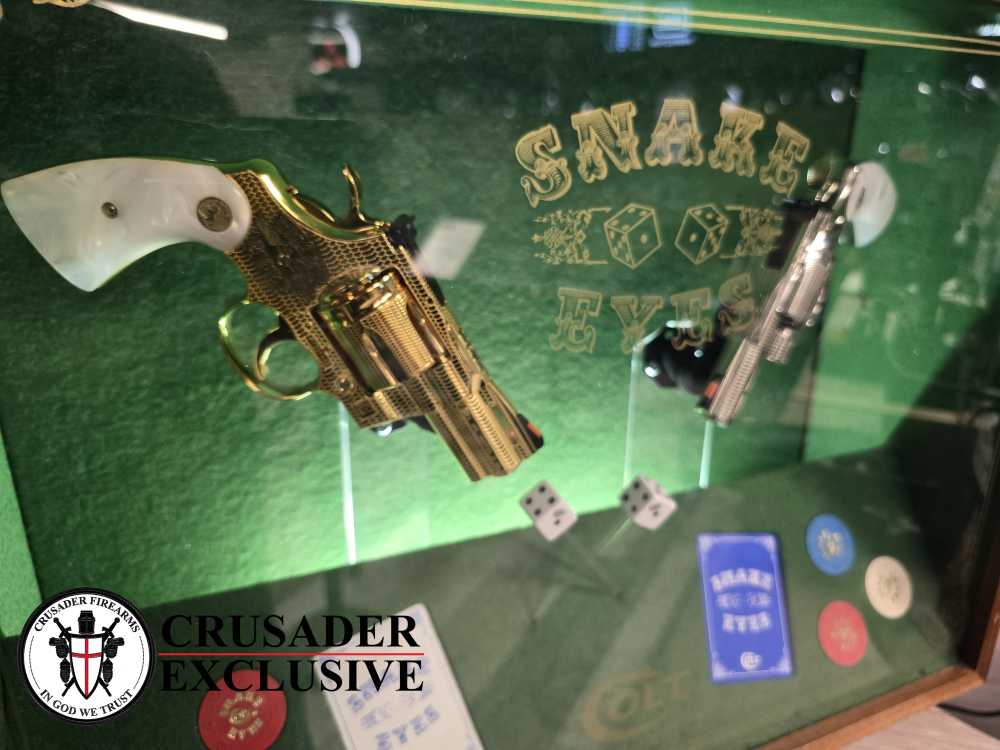 One-of-a-Kind Custom Snake Eyes Colt Python Revolver Set Gold & Nickel-img-13