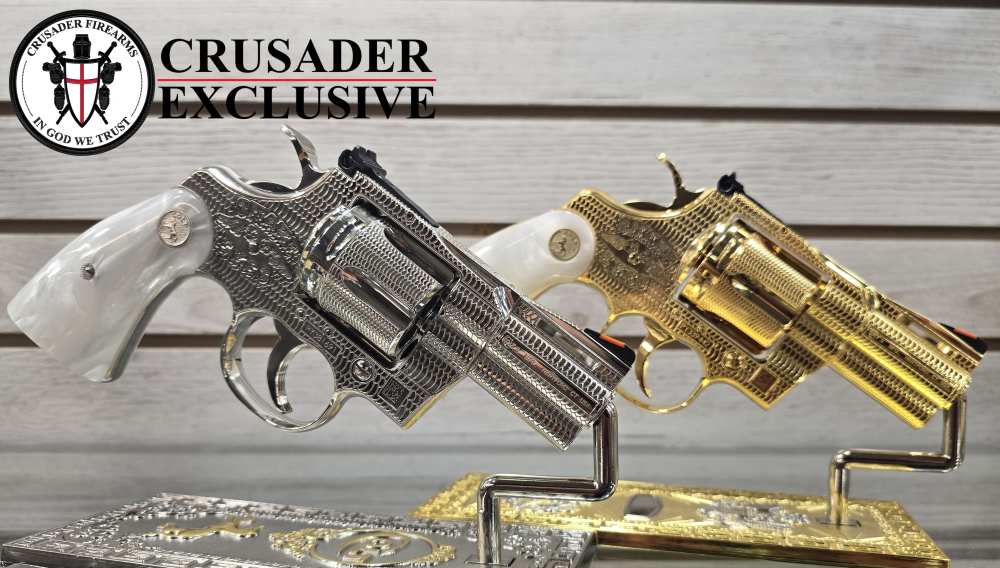 One-of-a-Kind Custom Snake Eyes Colt Python Revolver Set Gold & Nickel-img-4