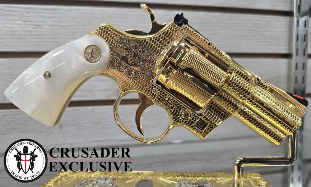 One-of-a-Kind Custom Snake Eyes Colt Python Revolver Set Gold & Nickel-img-6