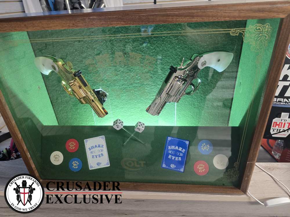 One-of-a-Kind Custom Snake Eyes Colt Python Revolver Set Gold & Nickel-img-19