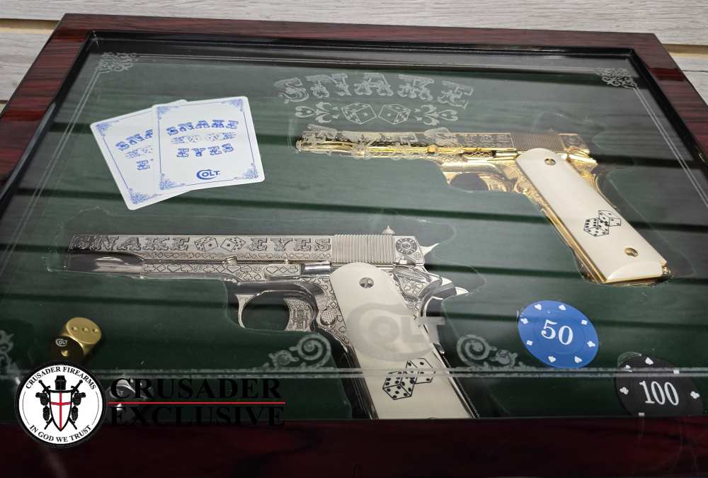 COLT "Snake Eyes" Set of Custom Colt 1911 Pistols 38SUPER & 45acp 1of 2 -img-1