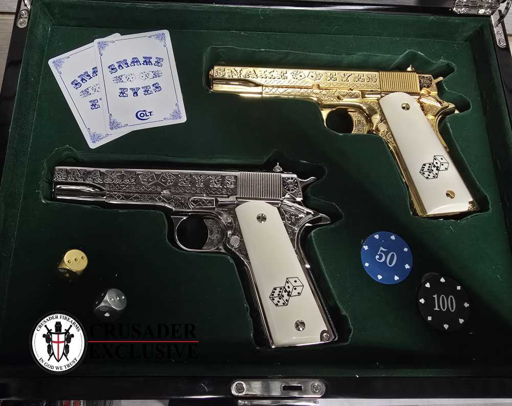 COLT "Snake Eyes" Set of Custom Colt 1911 Pistols 38SUPER & 45acp 1of 2 -img-6