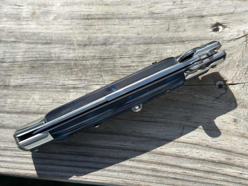 Marble Monarch Godfather-Style Stiletto Switchblade - Blue Marble-img-1