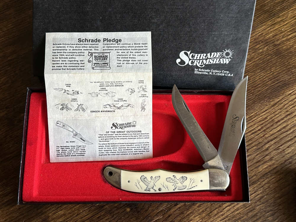  Schrade Scrimshaw 508SC Folding Hunter “Turkey” knife - vintage - 1980-img-5