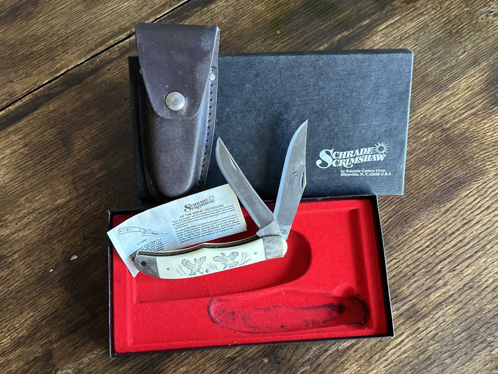  Schrade Scrimshaw 508SC Folding Hunter “Turkey” knife - vintage - 1980-img-7