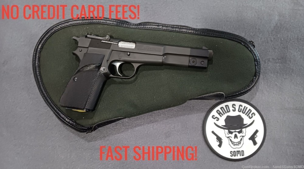 BELGIAN BROWNING HI-POWER 9MM GP COMPETITION SEMI AUTO PISTOL USED-img-0