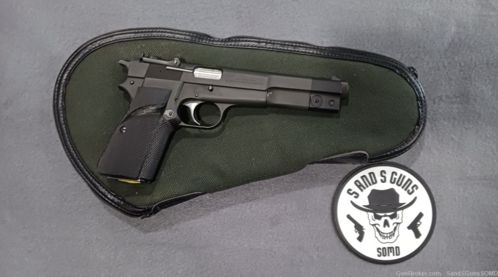 BELGIAN BROWNING HI-POWER 9MM GP COMPETITION SEMI AUTO PISTOL USED-img-1