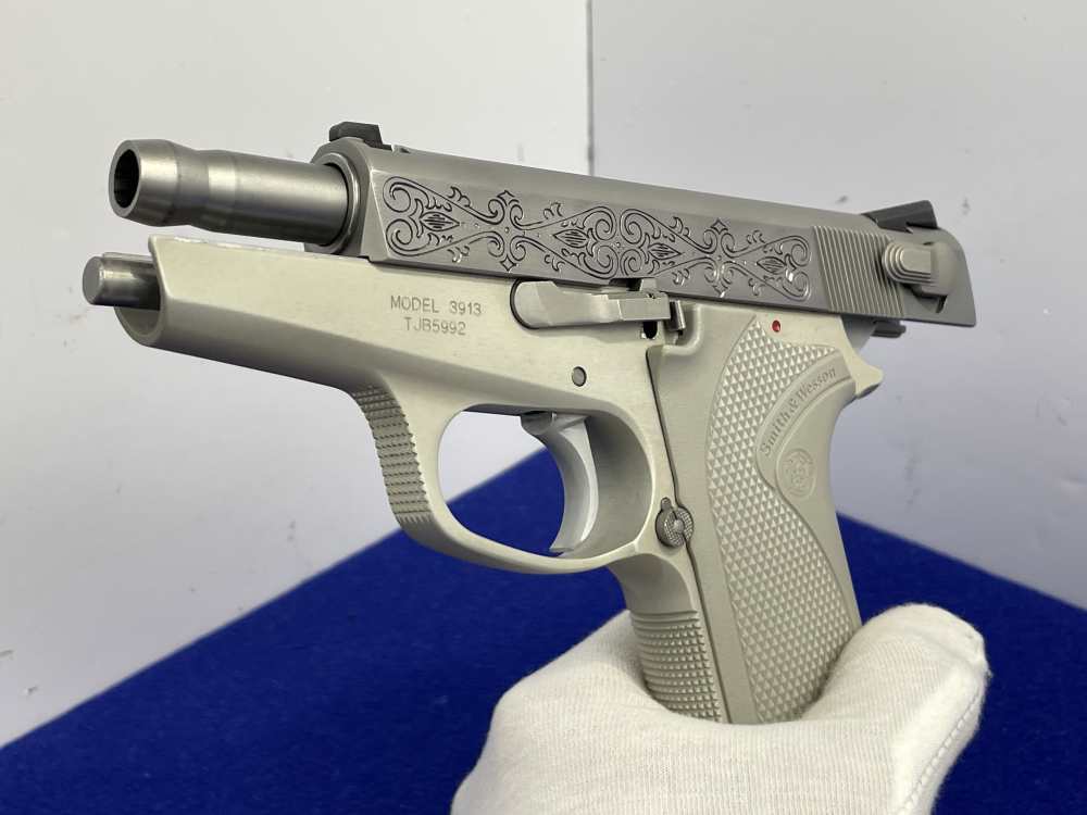 Smith & Wesson Model 3913 9mm 3.5" Stainless *CUSTOM SCROLL ENGRAVED SLIDE*-img-45
