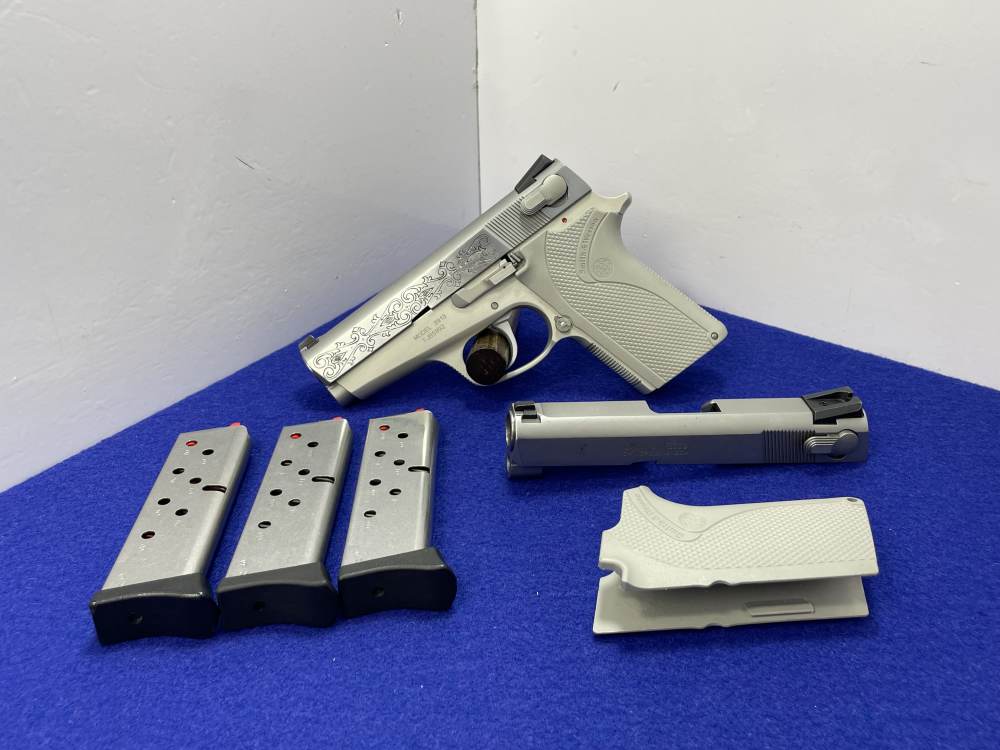Smith & Wesson Model 3913 9mm 3.5" Stainless *CUSTOM SCROLL ENGRAVED SLIDE*-img-3