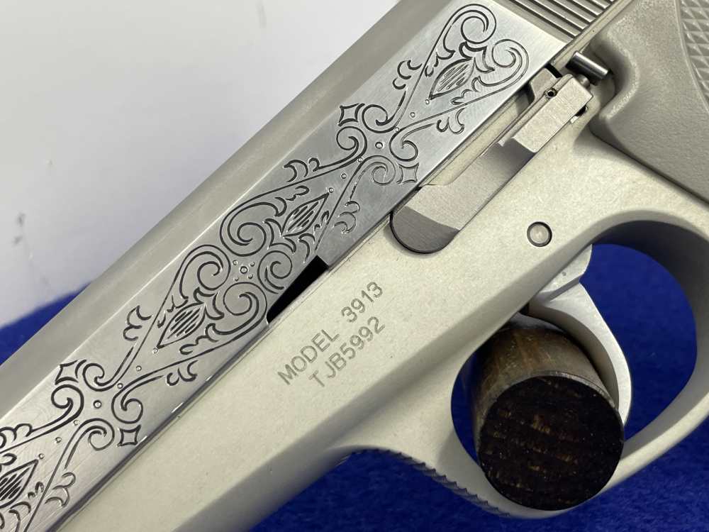 Smith & Wesson Model 3913 9mm 3.5" Stainless *CUSTOM SCROLL ENGRAVED SLIDE*-img-15