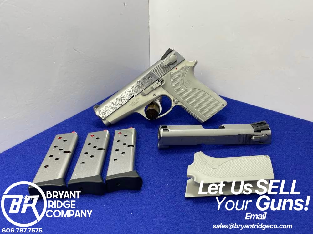 Smith & Wesson Model 3913 9mm 3.5" Stainless *CUSTOM SCROLL ENGRAVED SLIDE*-img-0