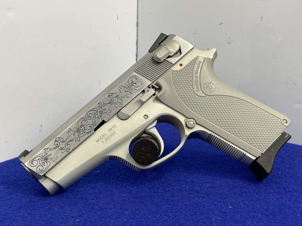 Smith & Wesson Model 3913 9mm 3.5" Stainless *CUSTOM SCROLL ENGRAVED SLIDE*-img-9