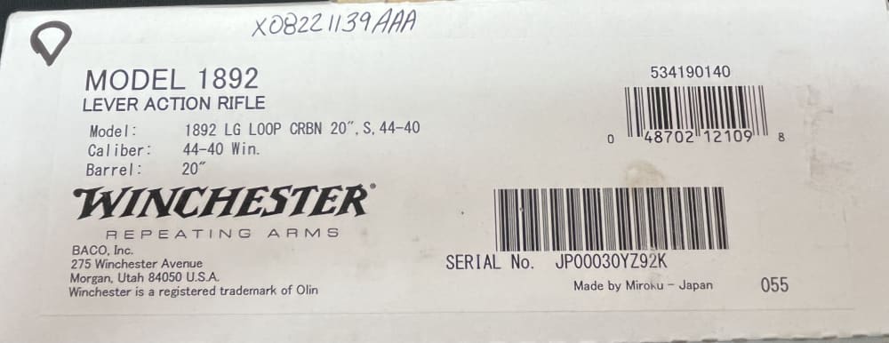 Winchester 1892 Carbine 44-40 Lever Action Rifle Blued New in Box-img-1