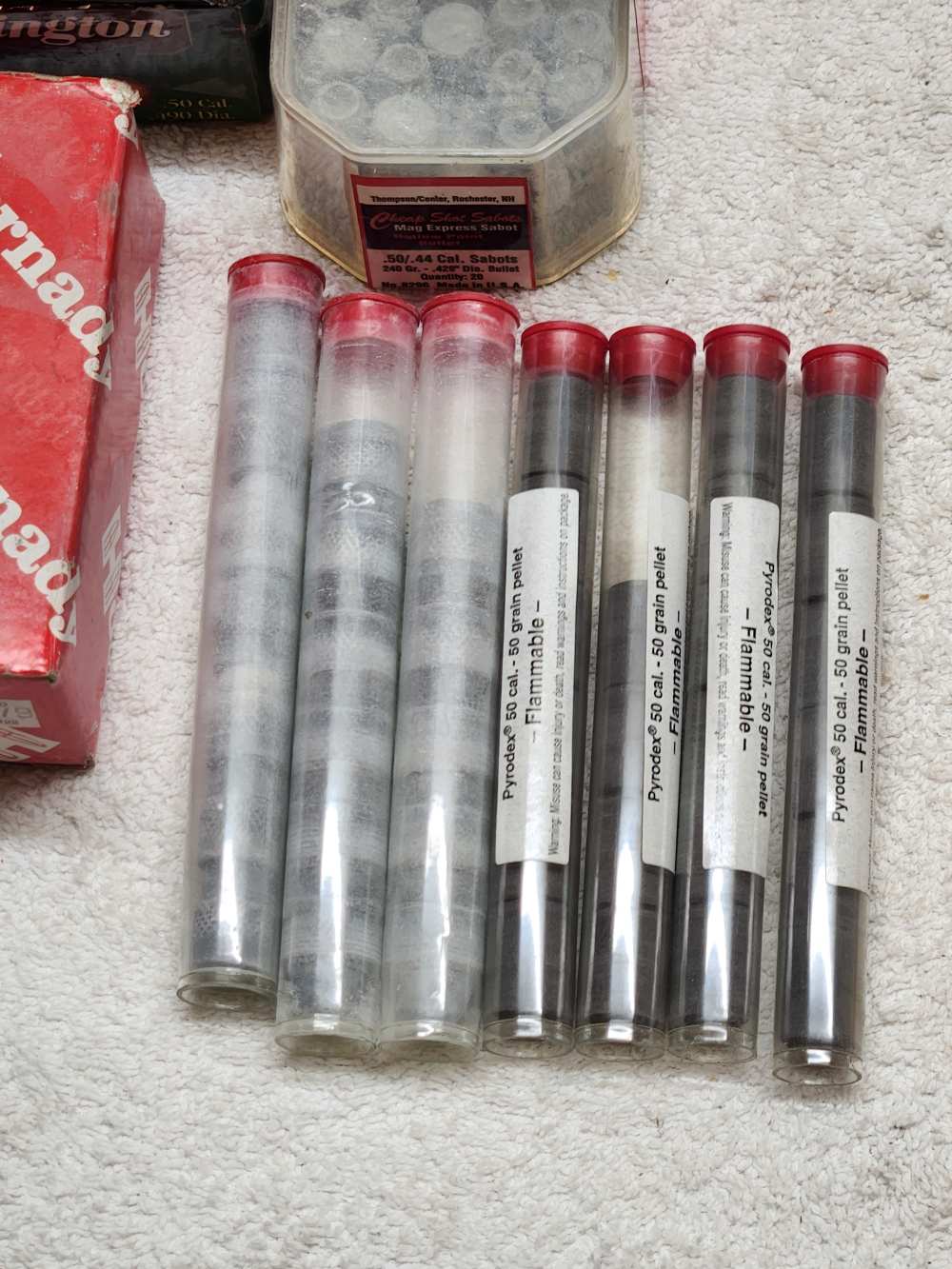 Muzzleloader Lot – 8x Pyrodex 50gr Pellets, 130 Percussion Caps, TC Sabots,-img-6