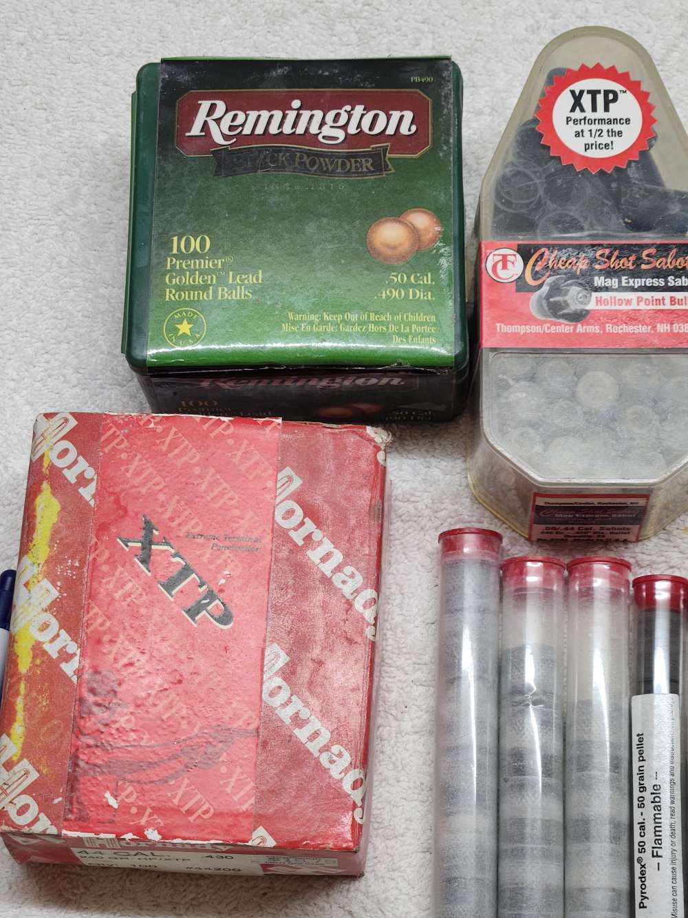 Muzzleloader Lot – 8x Pyrodex 50gr Pellets, 130 Percussion Caps, TC Sabots,-img-3