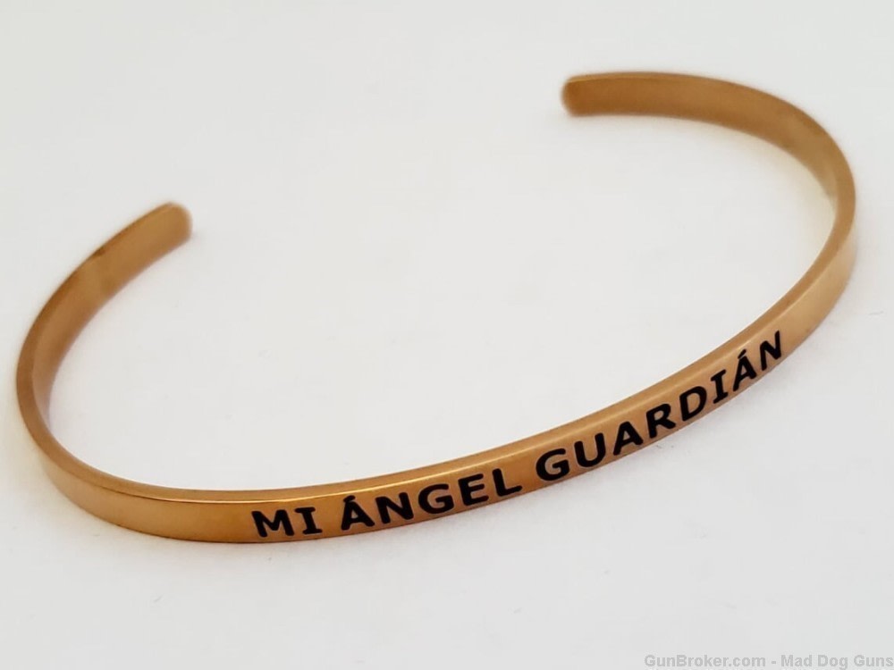 14K Rose Gold over Steel Bracelet engraved "Mi Angel Guardian".  SB6R.-img-0