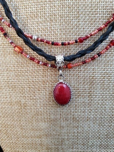 Cowboy Collectibles Horsehair & Beads Necklace AND Rodeo Shirt, size medium-img-3