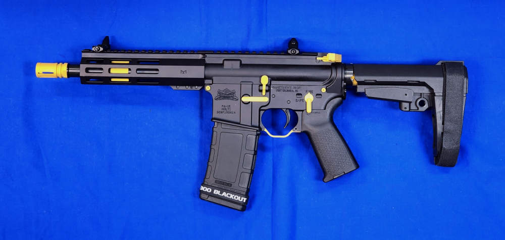 PSA PA-15 PISTOL .300 BLK 8" - UPGRADED W/ GOLD ACCENTS-img-1