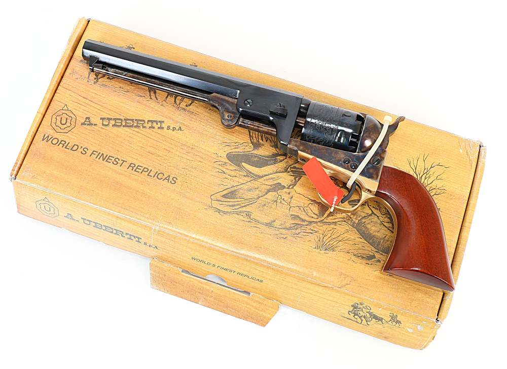 Uberti 1851 Navy Oval Black Powder Revolver 36 Caliber 7.5" Blued Barrel -img-0