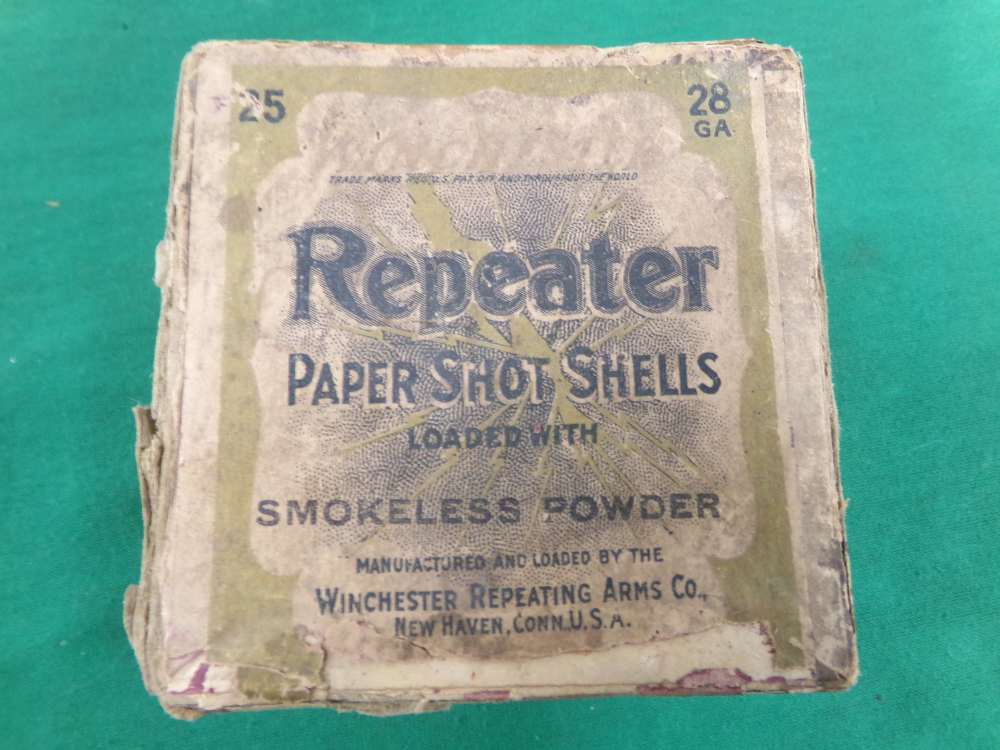 WINCHESTER REPEATER 28 GA #4 PAPER SHOT SHELLS 2 PIECE BOX RARE VINTAGE -img-5