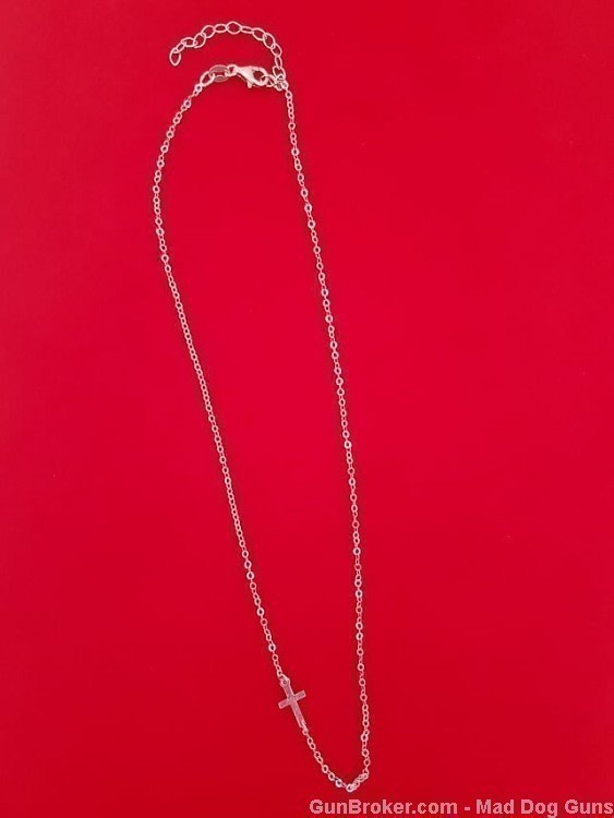 925 Sterling Silver "Cross My Heart" Necklace.  18" long.  SS56. *REDUCED*-img-1