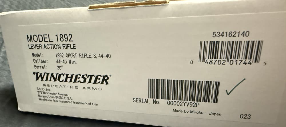 WINCHESTER 1892 Short Rifle 44-40 #2 SERIAL NUMBER-img-13