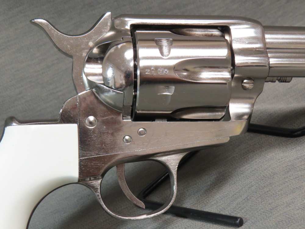 Taylor's & Co Pietta 1873 Nickel Flattop Birdshead Revolver 3.5" 200072-img-4