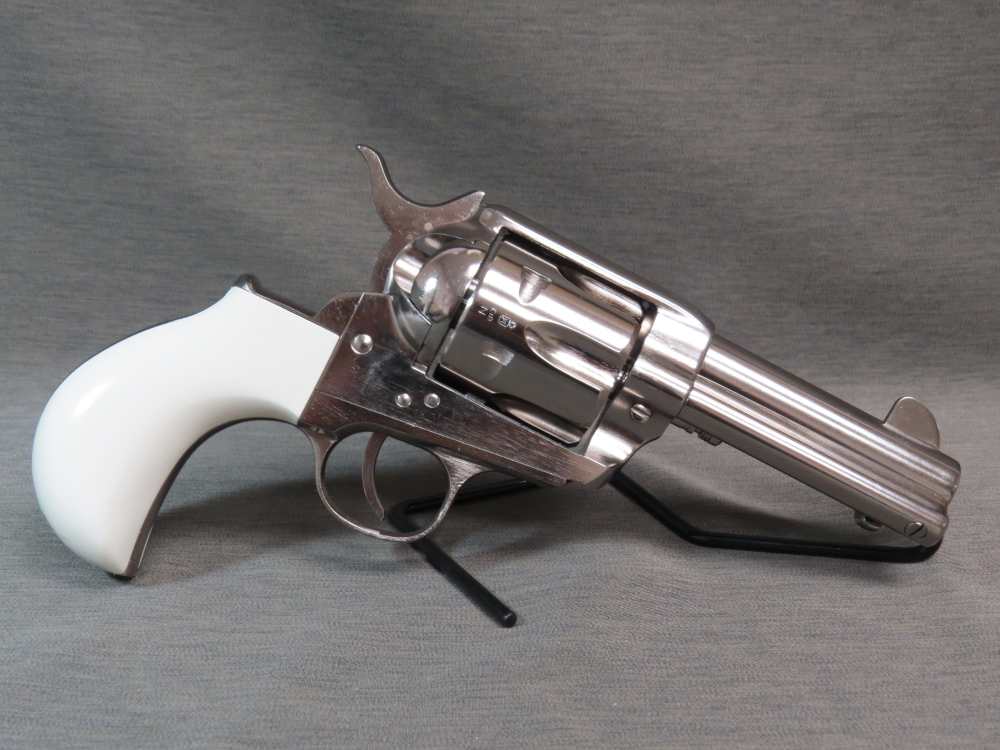 Taylor's & Co Pietta 1873 Nickel Flattop Birdshead Revolver 3.5" 200072-img-3