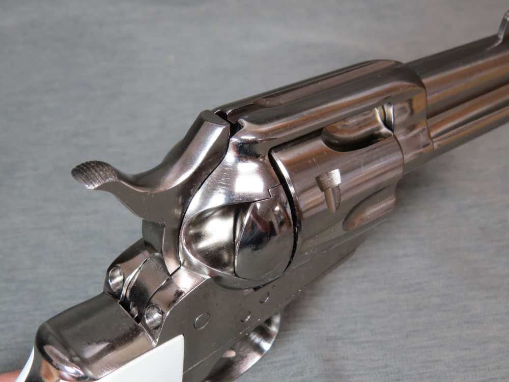 Taylor's & Co Pietta 1873 Nickel Flattop Birdshead Revolver 3.5" 200072-img-6