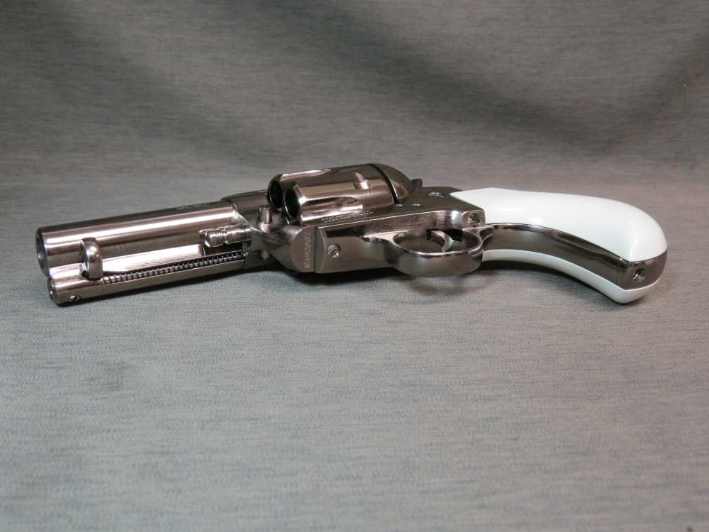 Taylor's & Co Pietta 1873 Nickel Flattop Birdshead Revolver 3.5" 200072-img-7