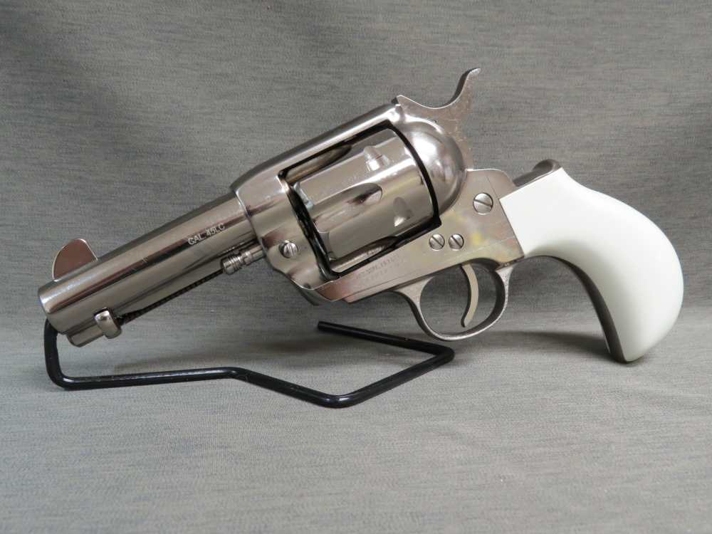 Taylor's & Co Pietta 1873 Nickel Flattop Birdshead Revolver 3.5" 200072-img-1