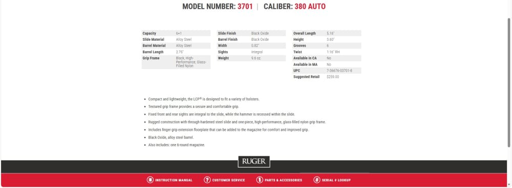 NOS New Ruger LCP Pistol 380ACP Handgun -img-19