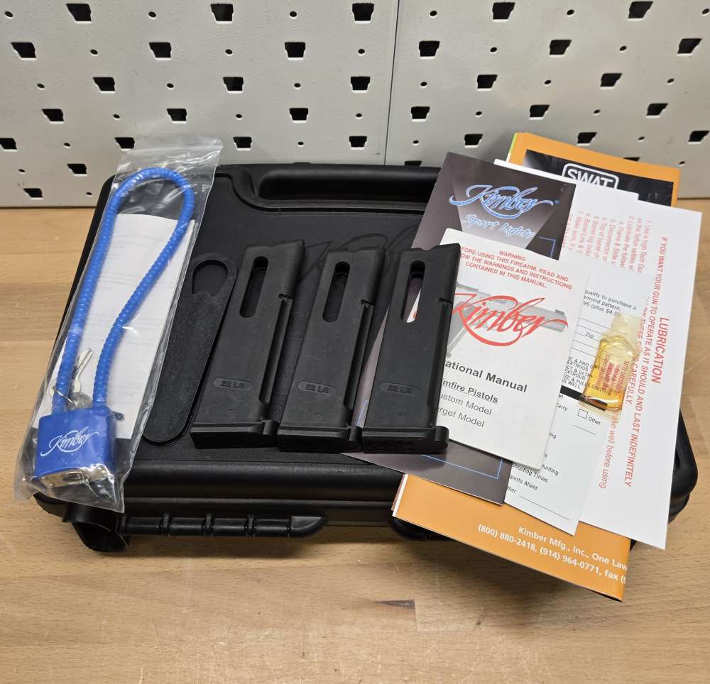 Kimber Rimfire Target 1911 5" Black 3, 10rd Mags Adj. Target Sight, Case-img-6