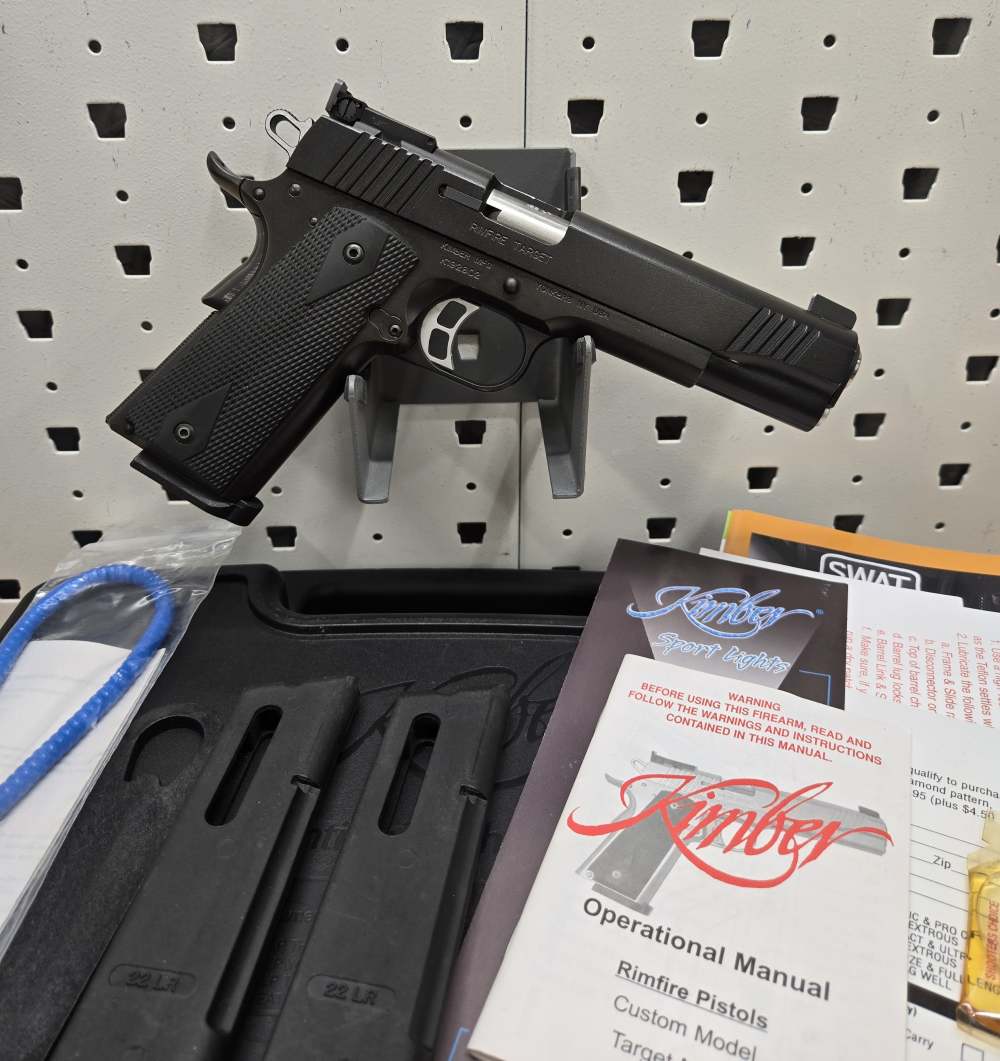 Kimber Rimfire Target 1911 5" Black 3, 10rd Mags Adj. Target Sight, Case-img-1