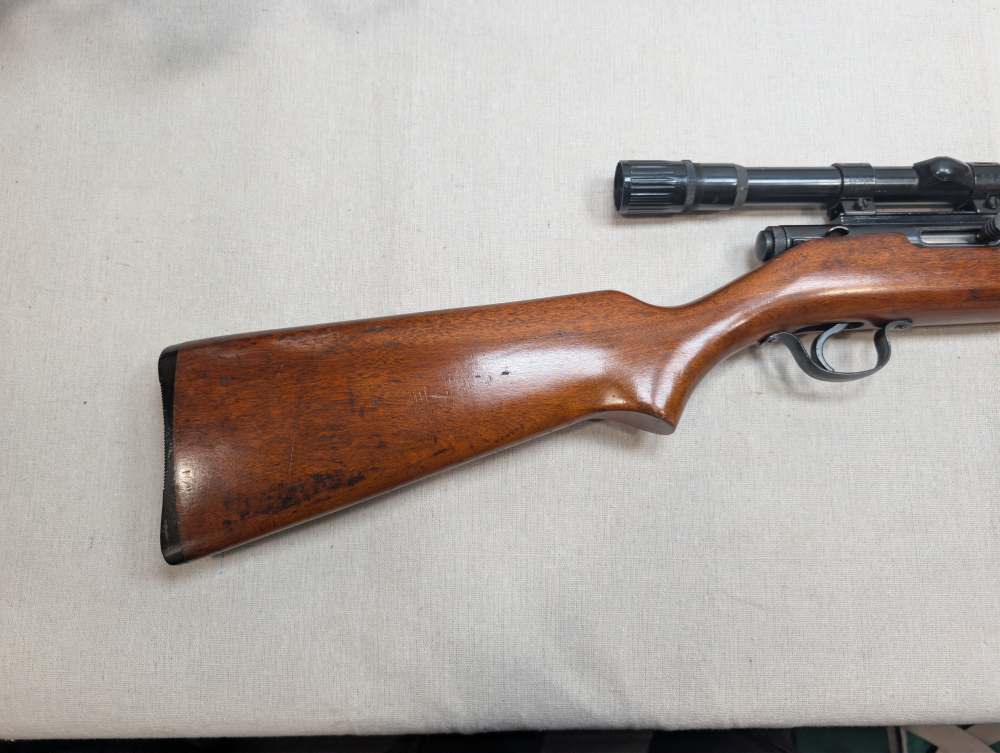 Stevens Model 87B .22 Rifle 23" Barrel Weaver V22 875 Tip-Off Scope Good-img-1