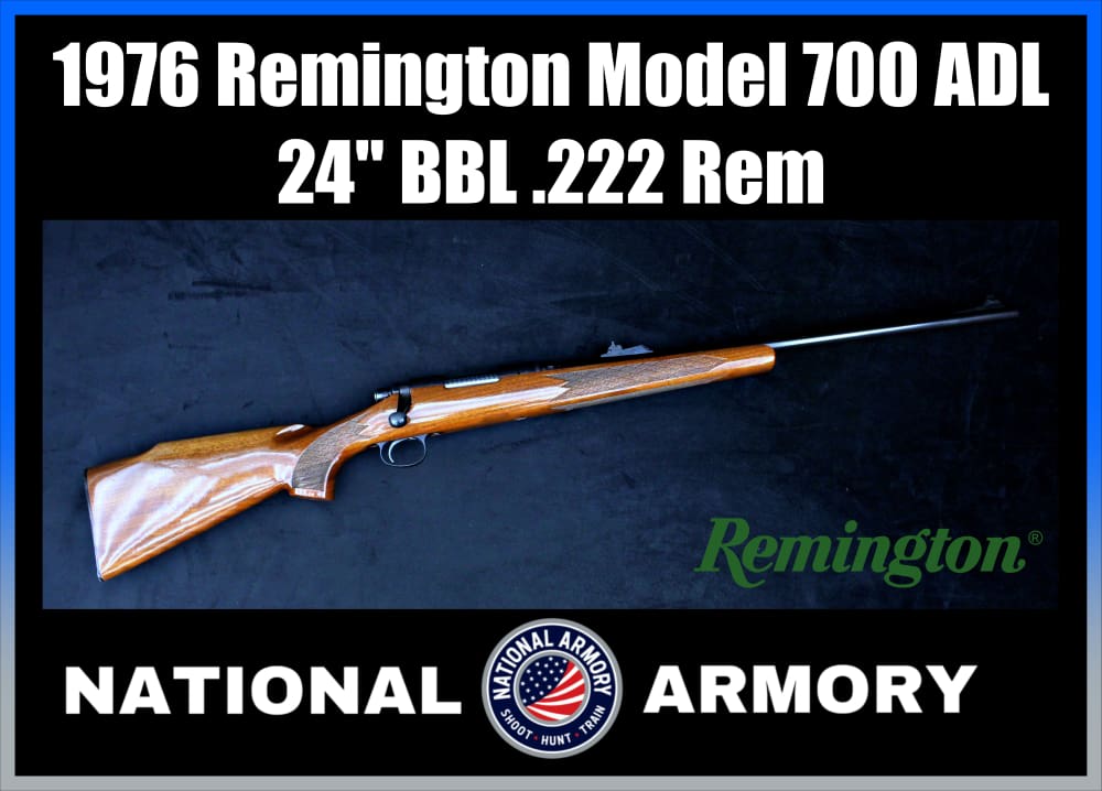 1976 Remington 700 ADL .222 Rem 24" BBL Express Sights-img-0