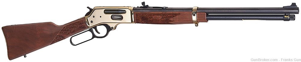Henry Side Gate 360 Buckhammer 20" Blued bbl, Polished Brass  wood stock-img-0