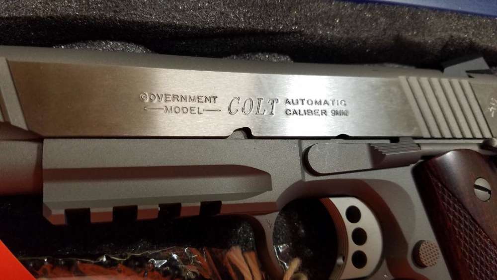 COLT 1911 COMBAT RAIL GUN IN 9MM AND STAINLESS STEEL 5" BARREL NIB-img-3