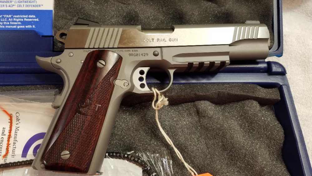 COLT 1911 COMBAT RAIL GUN IN 9MM AND STAINLESS STEEL 5" BARREL NIB-img-2