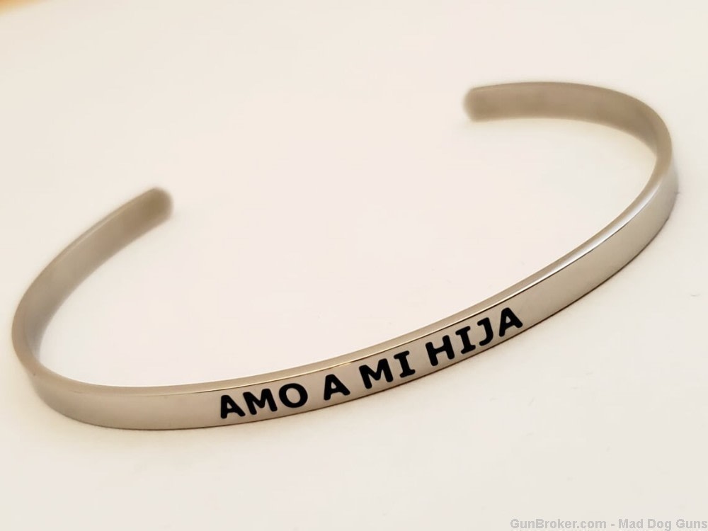 Stainless Steel Cuff Bracelet engraved "Amo A Mi Hija".  SB10S.-img-0